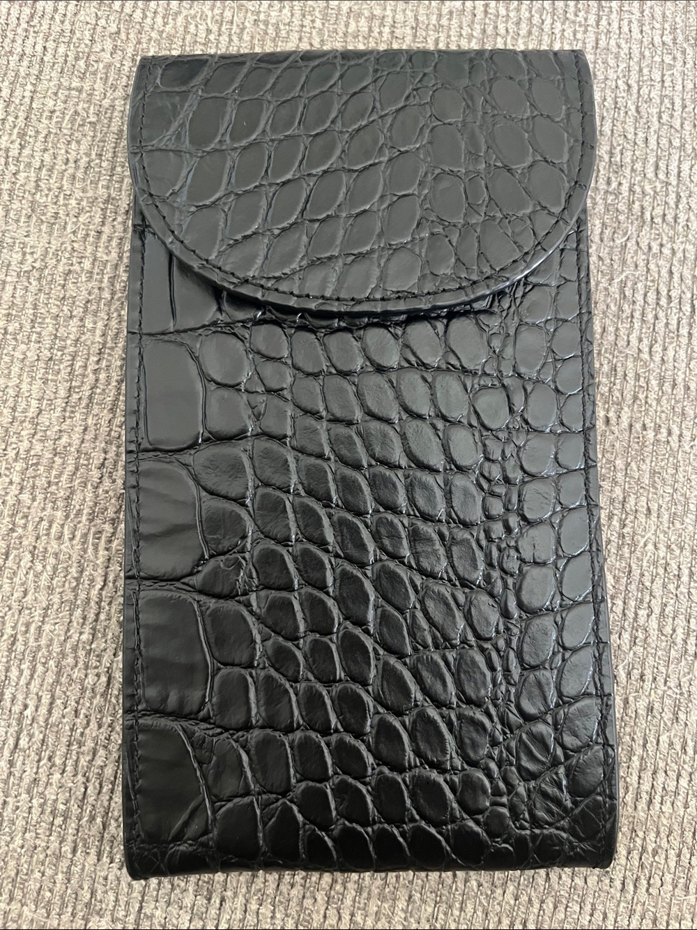 Cuyana black croc embossed leather pouch
